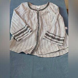 J. Jill Black and White‎ Embroidered Blouse